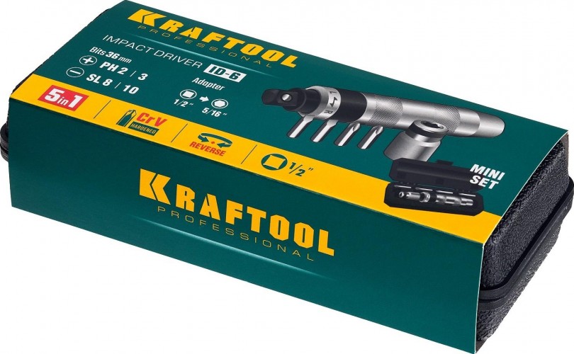 Отвертка ударная KRAFTOOL ID-6 поворотная 6 предм. 25555 - изображение 4
