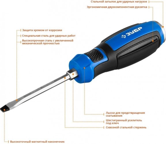 Отвертка ударная ЗУБР ПРОФЕССИОНАЛ SL8x150 мм 25271-8 - изображение 2