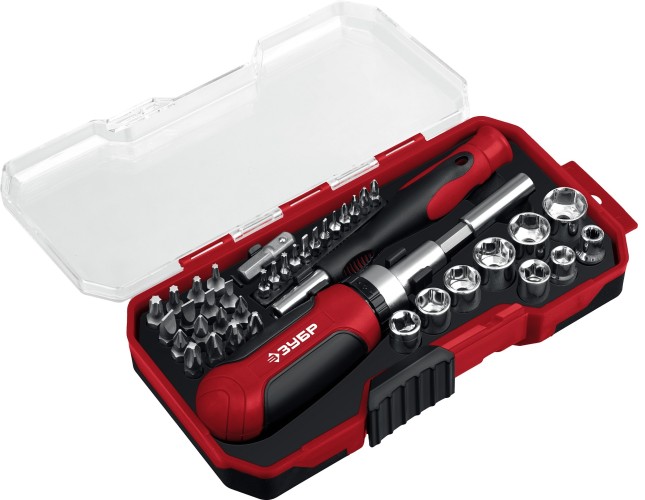 Отвертка ЗУБР Мастер 41 с насадками, 41 шт. 25042