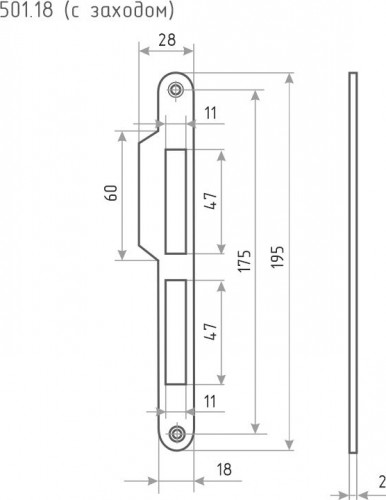 Ответная планка НОРА-М 501.18 "Старая медь" 8562 - изображение 3