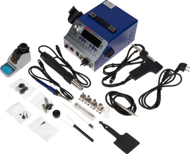 Паяльная станция REXANT R048K (паяльник + фен + демонт. паяльник), модель цифров 12-0736