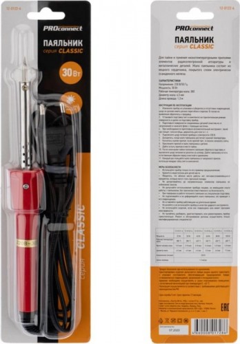 Паяльник Proconnect П0121-4 долговечное жало, серия classic, 30вт, 230в, блист 12-0122-4 - изображение 5