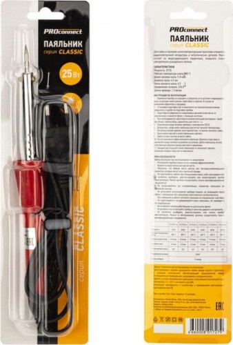 Паяльник Proconnect П0121-4 долговечное жало, серия classic, 25вт, 230в, блист 12-0121-4 - изображение 4