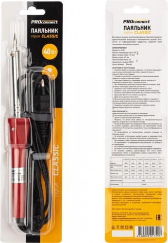 Паяльник Proconnect П0123-4 долговечное жало, серия classic, 40вт, 230в, блист 12-0123-4 - изображение 4