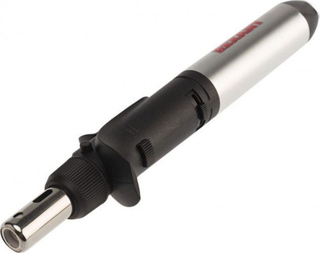 Паяльник REXANT П0501 с пьезоподжигом, газовый, 17мл, 2 насадки, блистер 12-0501