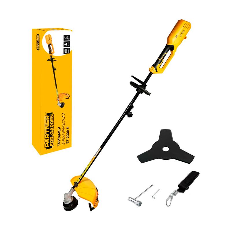 Электротриммер Partner for Garden ЕТ 2000 2 кВт 3-х лопастной нож, ремень, катушка. - изображение 2