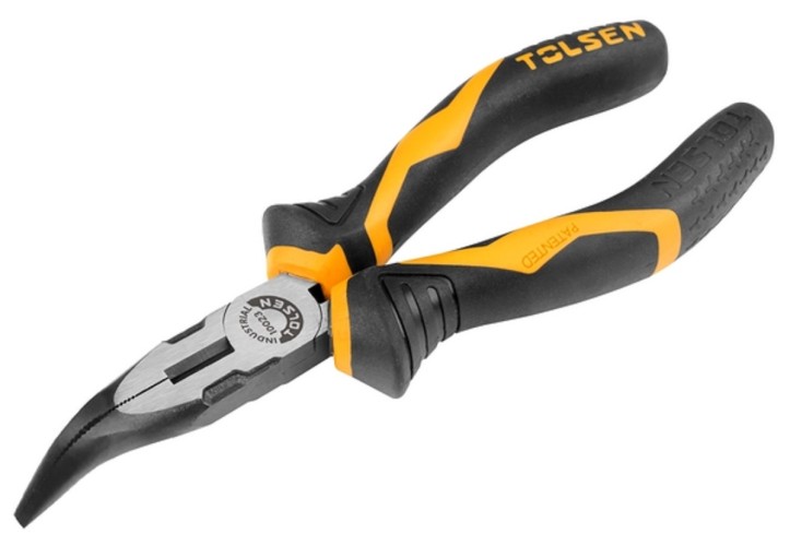 Пассатижи TOLSEN TT10023 тонконосые "GRIPro", 160 мм, загнутые