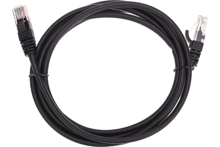 Патч-корд REXANT 02-0102-2 U/UTP, CAT 5e, RJ45-RJ45, 26AWG, LSZH, черный 2м