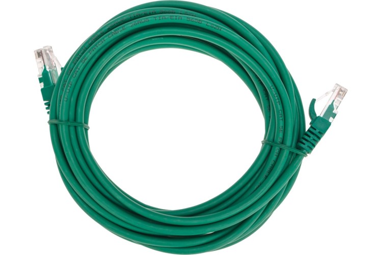 Патч-корд REXANT 02-0106-5 U/UTP, CAT 5e, RJ45-RJ45, 26AWG, LSZH, зеленый 5м