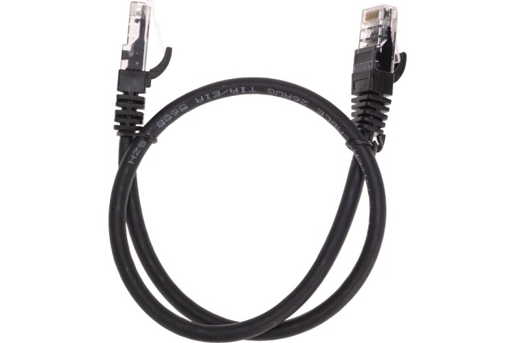 Патч-корд REXANT 02-0292-05 U/UTP, CAT 6, RJ45-RJ45, 26AWG, LSZH, черный 0,5м