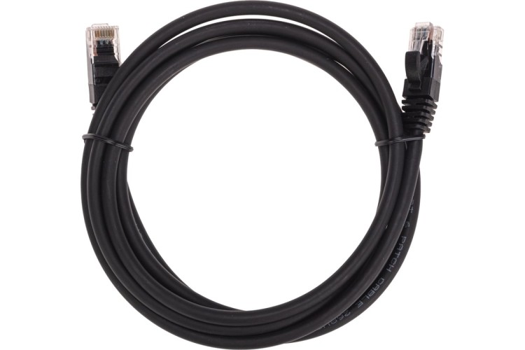 Патч-корд REXANT 02-0292-2 U/UTP, CAT 6, RJ45-RJ45, 26AWG, LSZH, черный 2м