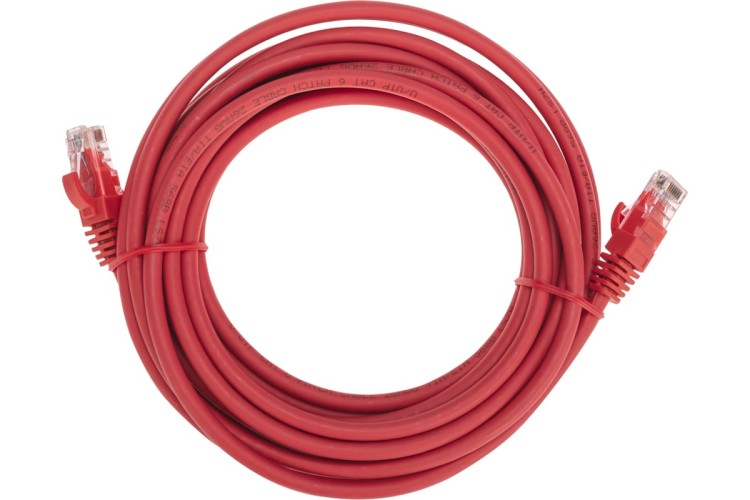 Патч-корд REXANT 02-0293-05 U/UTP, CAT 6, RJ45-RJ45, 26AWG, LSZH, красный 0,5м