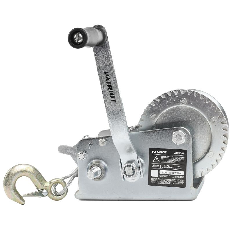 Лебедка ручная барабанная PATRIOT WH 1100B, усилие 1100 кг, трос 8м, переносная - изображение 2