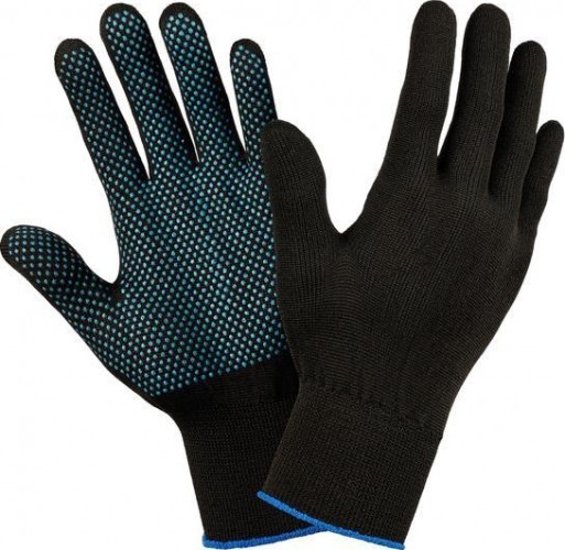 Перчатки нейлоновые  "Комфорт" с ПВХ 15 класс черные (10пар) 490-998