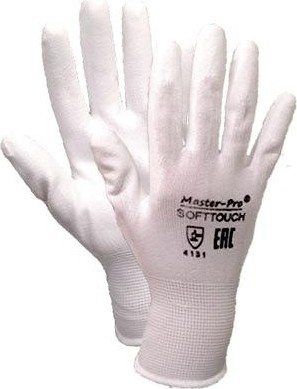 Перчатки нейлоновые - "СОФТТАЧ УАЙТ" с полиуретановым покрытием, р-р 10 3113-NPU-L