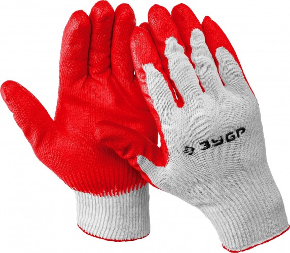 Перчатки с одинарным латексным обливом ЗУБР УНИВЕРСАЛ размер L-XL 11458-XL
