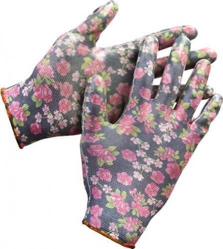 Перчатки садовые GRINDA прозрачное нитриловое покрытие, черные, размер L-XL 11297-XL 11297-XL