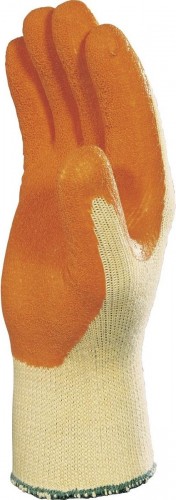 Перчатки трикотажные Delta Plus VE730OR с латексным покрытием желтый/оранжевый, размер 10 VE730OR10 - изображение 2