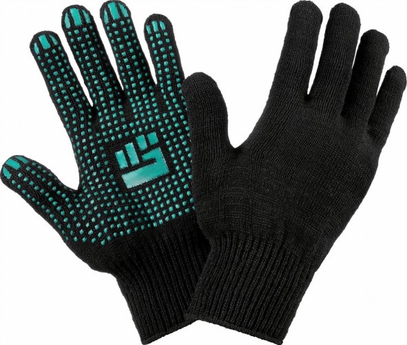 Перчатки трикотажные  "Комфорт" 7 класс 5 нитей с ПВХ черные (250пар) 911-962