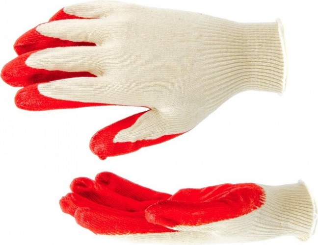 Перчатки трикотажные латексный облив с натуральным 13 класс 67724