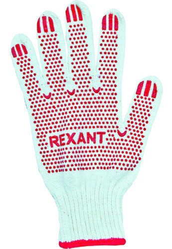 Перчатки трикотажные REXANT 09-0202-1 ХБ белые 5 нитей, 48-50 гр.