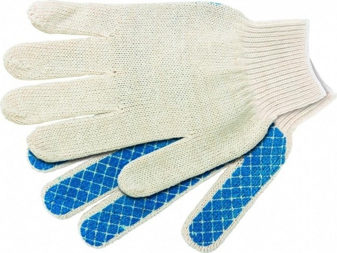 Перчатки трикотажные Шахматный облив пвх-покрытие 5 пар в упаковке, 10 класс 67812