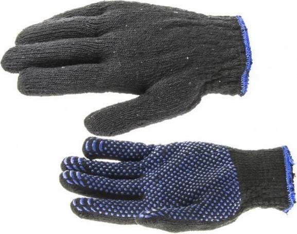 Перчатки трикотажные СИБРТЕХ хлопкоэфирные плюшевые пвх "точка", 7 кл. 67769