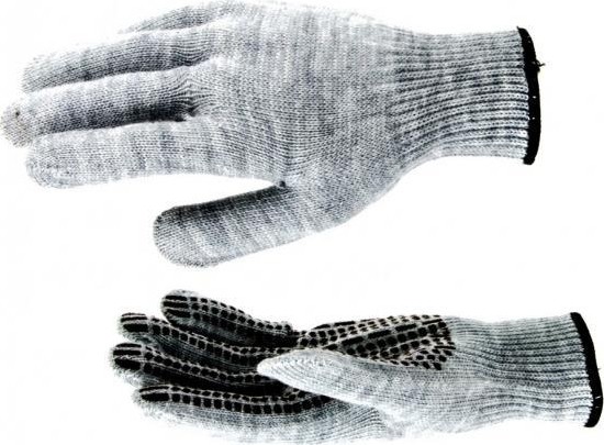 Перчатки трикотажные СИБРТЕХ акрил, ПВХ гель "Протектор", серая туча оверлок. 68662