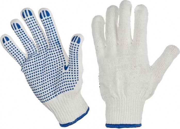 Перчатки трикотажные "Точка" пвх-покрытие 10 класс, 6 нитей, 67702 (200) 67702