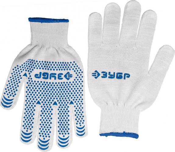 Перчатки трикотажные ЗУБР с защитой от скольжения, размер L-XL 11451-XL 11451-XL