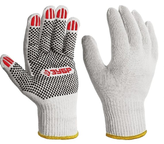 Перчатки ЗУБР 11440-L10 х/б с пвх покрытием Оптима, L, 10 пар