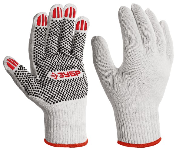 Перчатки ЗУБР 11440-M10 х/б с пвх покрытием Оптима, M, 10 пар