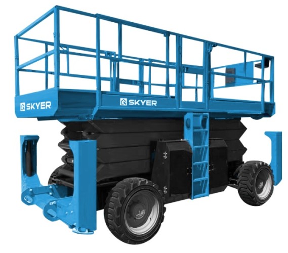 Передвижной телескопический подъемник SKYER DPL1868 самоход, ножничный с выдв.платф. дизель