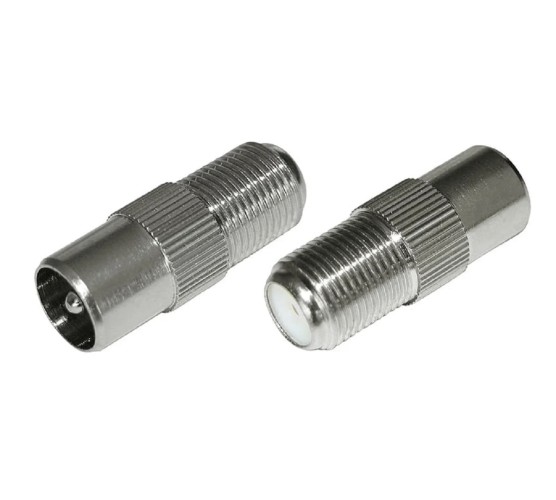 Переходник антенный REXANT 06-0025-A (гнездо F-штекер TV) для кабеля RG-6, никель
