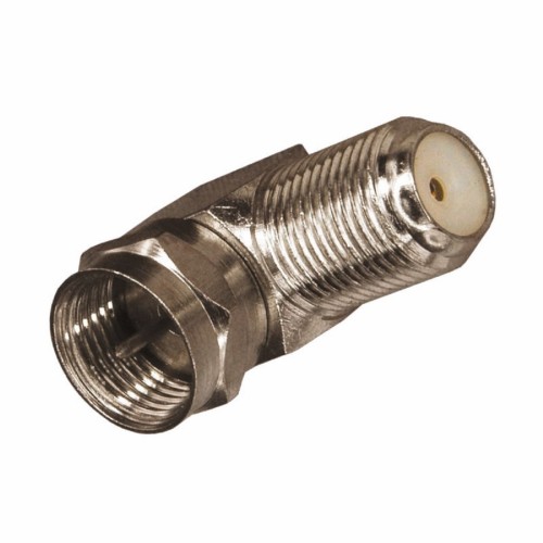 Переходник антенный REXANT 06-0021-A (гнездо F-штекер F) угловой для кабеля RG-6 никель