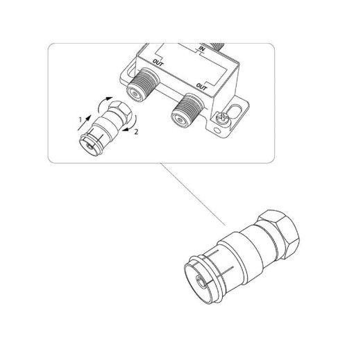 Переходник антенный REXANT 06-0028-A (гнездо TV-штекер F) для кабеля RG-6, никель - изображение 2