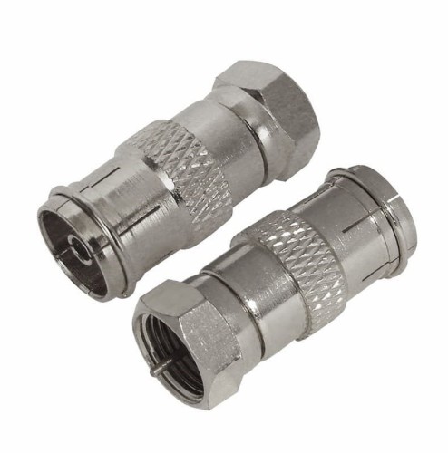 Переходник антенный REXANT 06-0028-A (гнездо TV-штекер F) для кабеля RG-6, никель