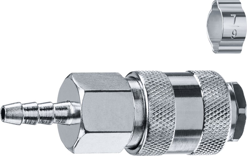 Переходник ЗУБР 64917-06 штуцер елочка 6 мм-рапид муфта, с хомутом
