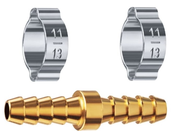 Переходник ЗУБР елочка 8 мм с обжимными хомутами 64925-08