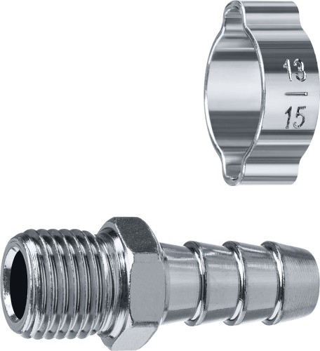 Переходник ЗУБР штуцер елочка 10 мм-1/4"m, с обжимным хомутом 64924-1/4-10