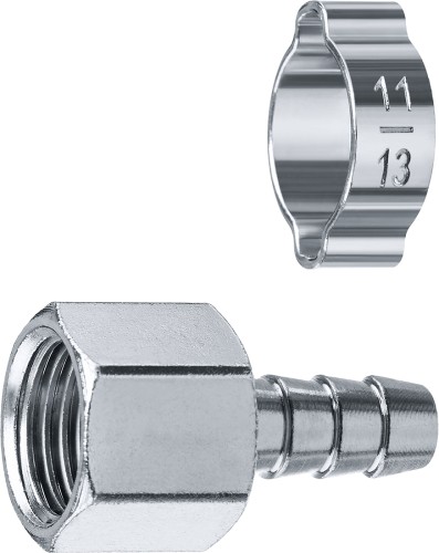 Переходник ЗУБР штуцер елочка 8 мм-1/4"f, с обжимным хомутом 64923-1/4-08