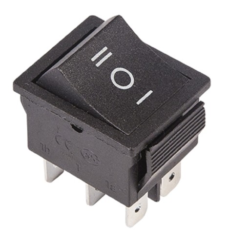 Переключатель клавишный REXANT 250V 15А (6с) ON-OFF-ON ( уп.10 штук ) черный с нейтралью (RWB-508, SC-767) 36-2370