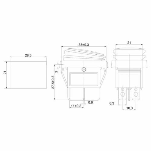 Переключатель REXANT 06-0307-C клавишный 250V 15A (4с) ON-OFF красный с подсветко - изображение 4