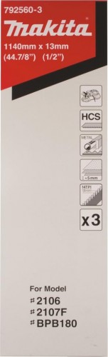 Пила кольцевая по металлу MAKITA 792560-3 1140x0.5х13x14TPI (для пластика/цв.мет.), 3 шт. - изображение 2