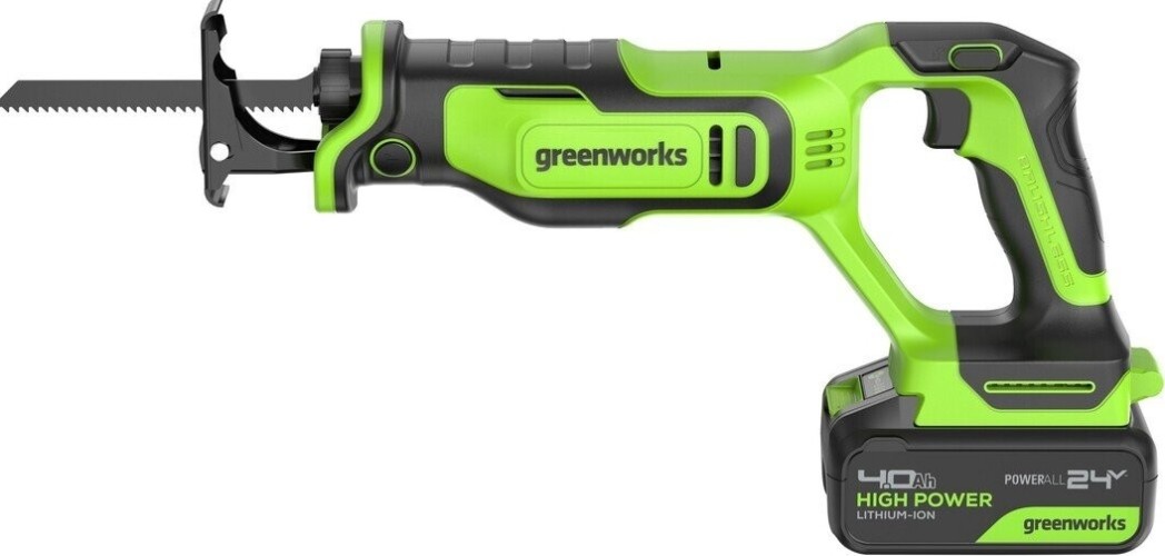 Пила сабельная аккумуляторная GREENWORKS GPT-BLRS-1 24V, АКБ 4Ач и ЗУ 1200607CUB - изображение 2