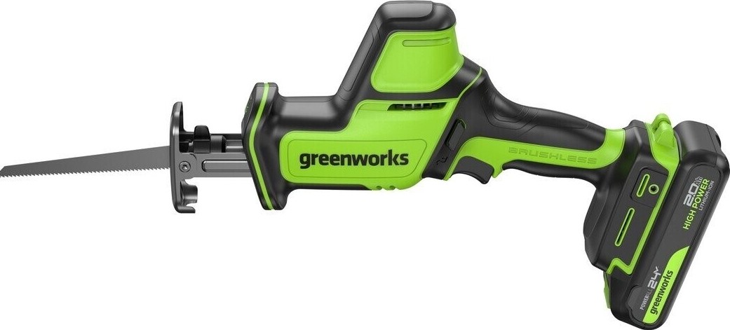 Пила сабельная аккумуляторная GREENWORKS  GPT-CRS-25 24V, АКБ 2Ач и ЗУ 1200507CUA - изображение 2