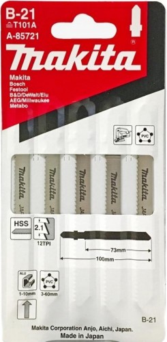 Пилки для мягких материалов MAKITA A-85721 для пластика в-21, 5 шт. - изображение 2