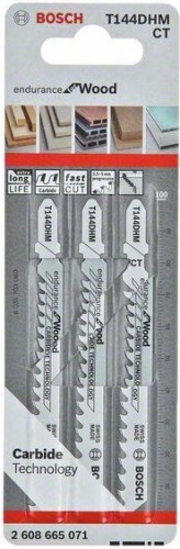 Пилки по дереву BOSCH T144DHM (уп.3шт.) CARBIDE Endurance for Wood  2608665071