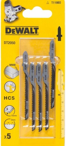 Пилки по дереву DeWALT HCS T119BO 82х54х2.0х15мм (5 шт) DT2050-QZ DT2050-QZ