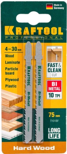 Пилки по дереву KRAFTOOL T101BF чистый рез, шаг 2,5мм, 75мм, 2 шт. 159507-2,5